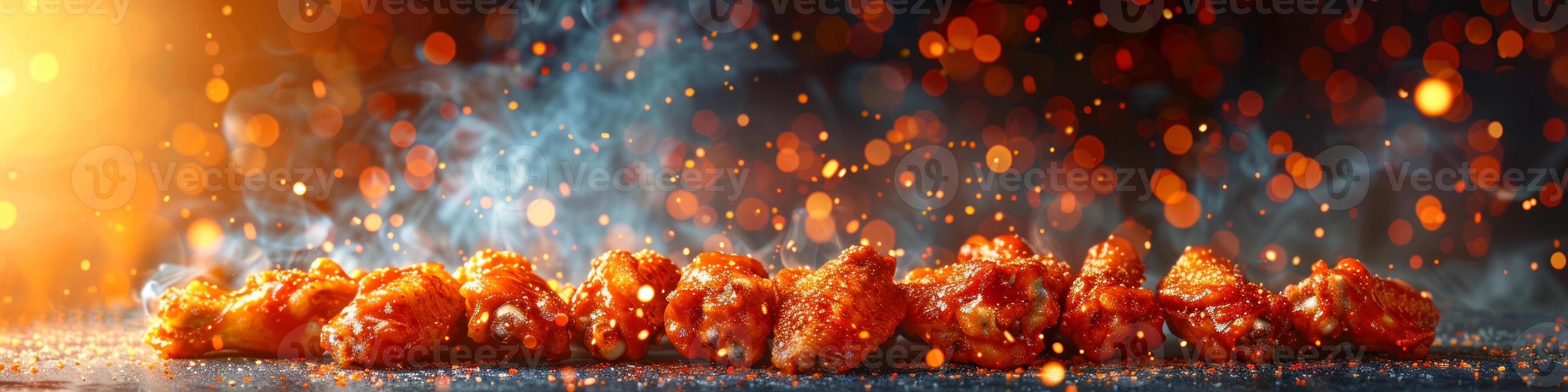 Panorama photo of a chicken wings