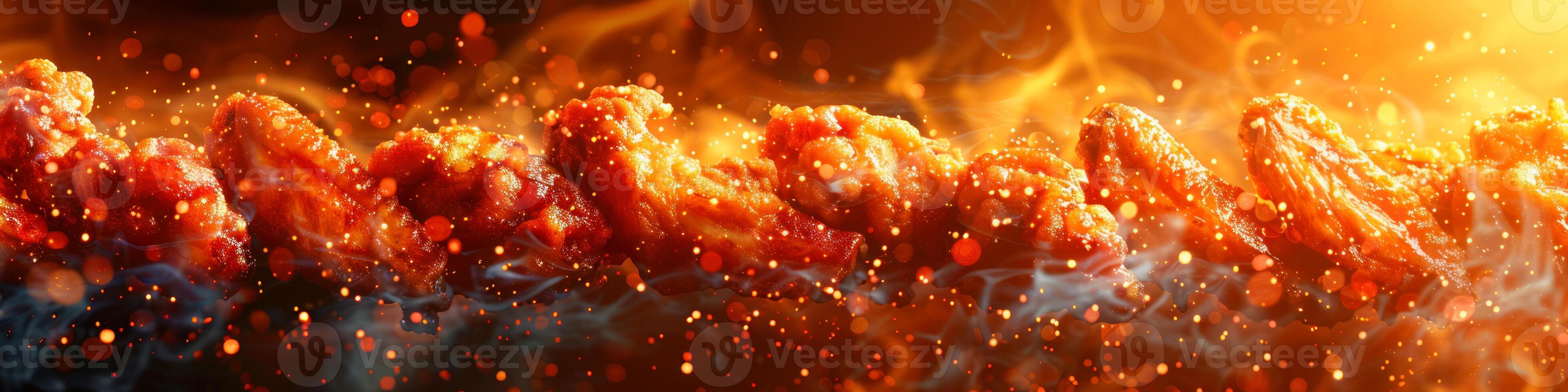 Panorama photo of a chicken wings