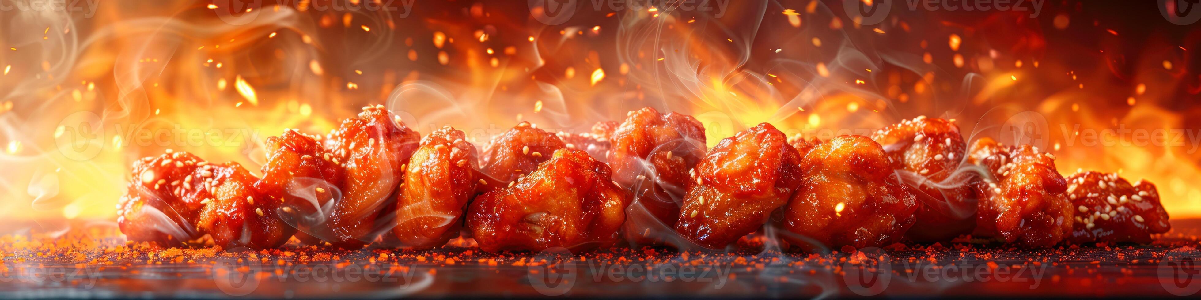 Panorama photo of a chicken wings