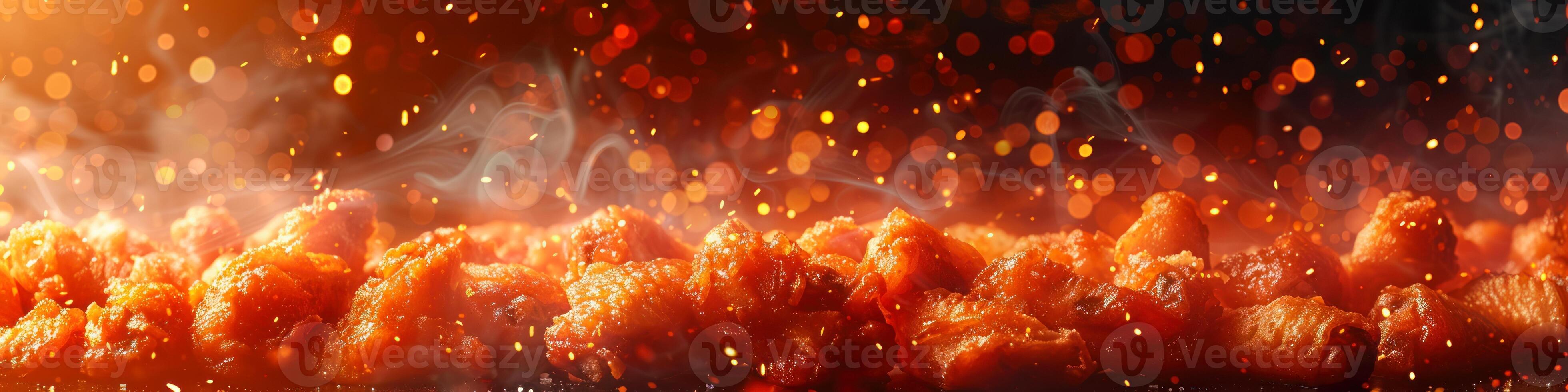Panorama photo of a chicken wings