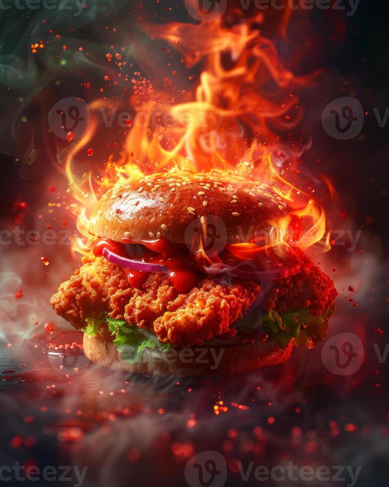 Photo of a crispy chicken burger sandwich