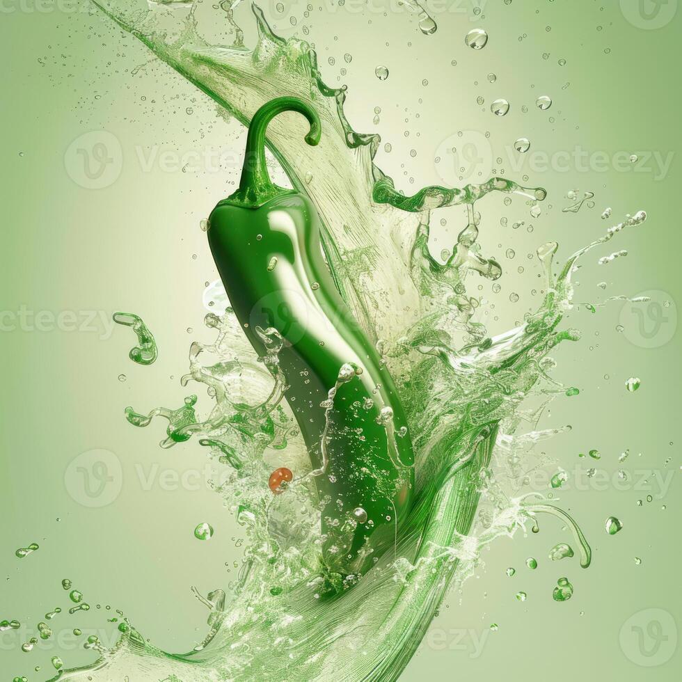 Photo of a fresh green chili pepper