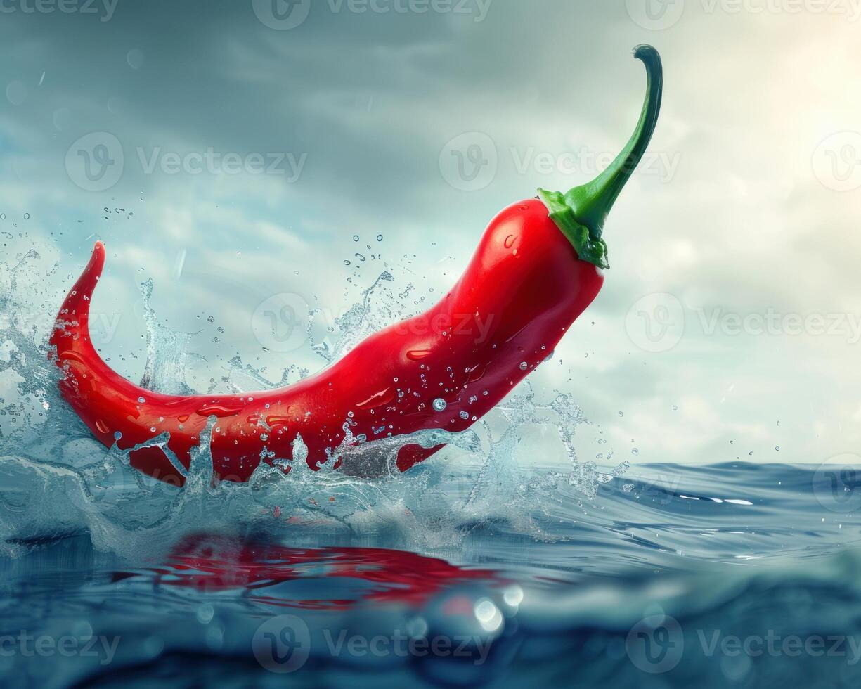 Photo of a fresh red chili pepper