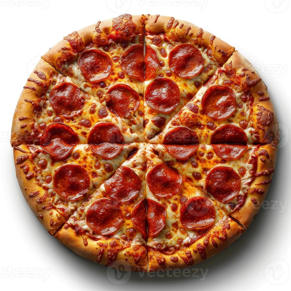 Photo of a cheese pizza with white background