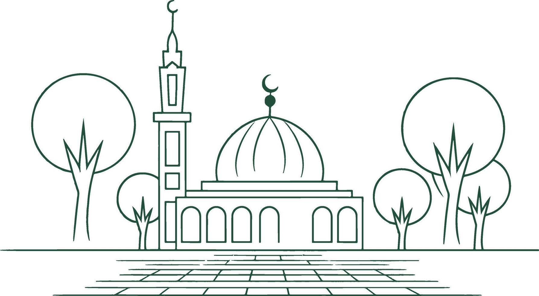 Illustrated Mosque Building Design Artwork vector