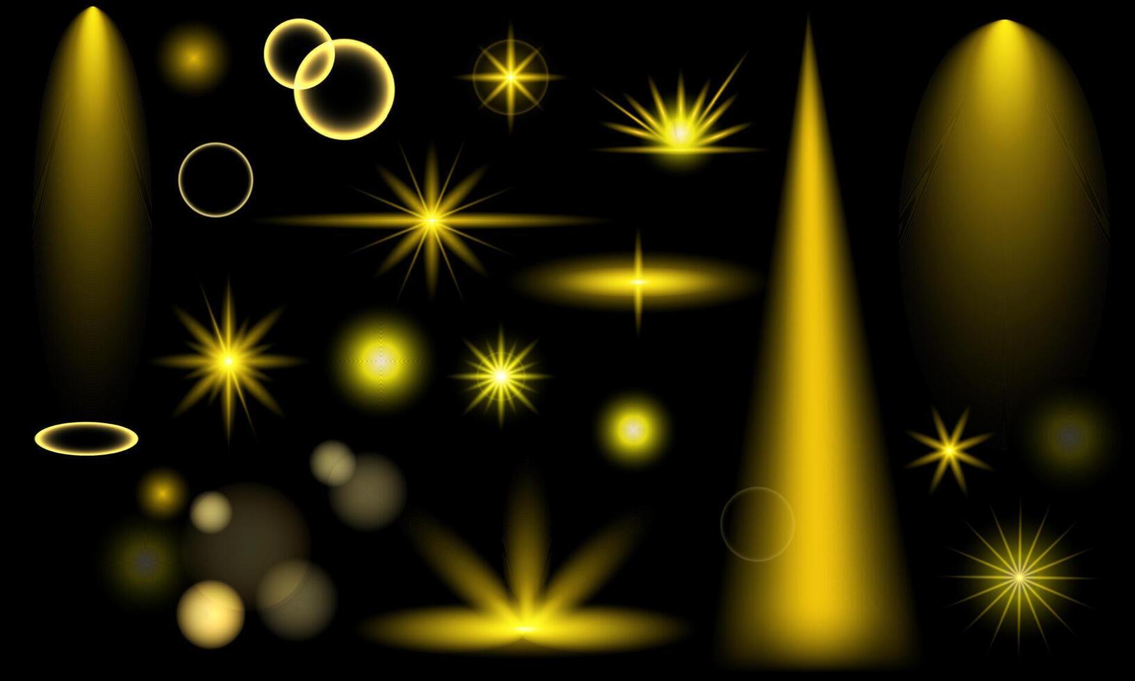 set of light effects, sparks, rays, bokeh vector