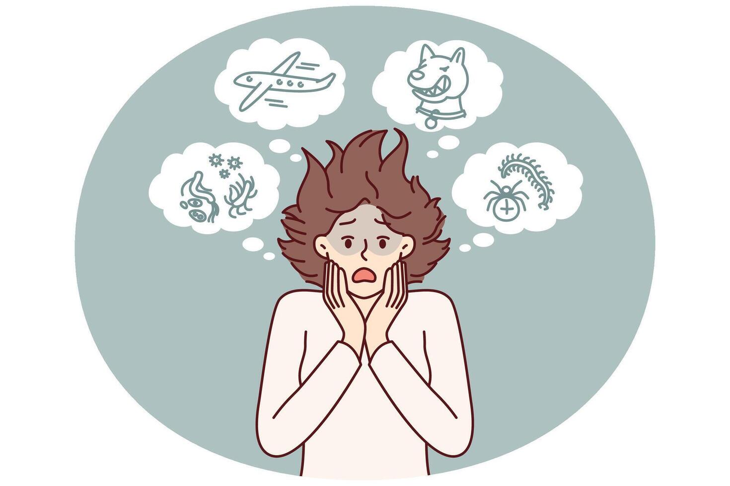 Woman with phobias and manic and rational fears associated with violation of psychological health vector