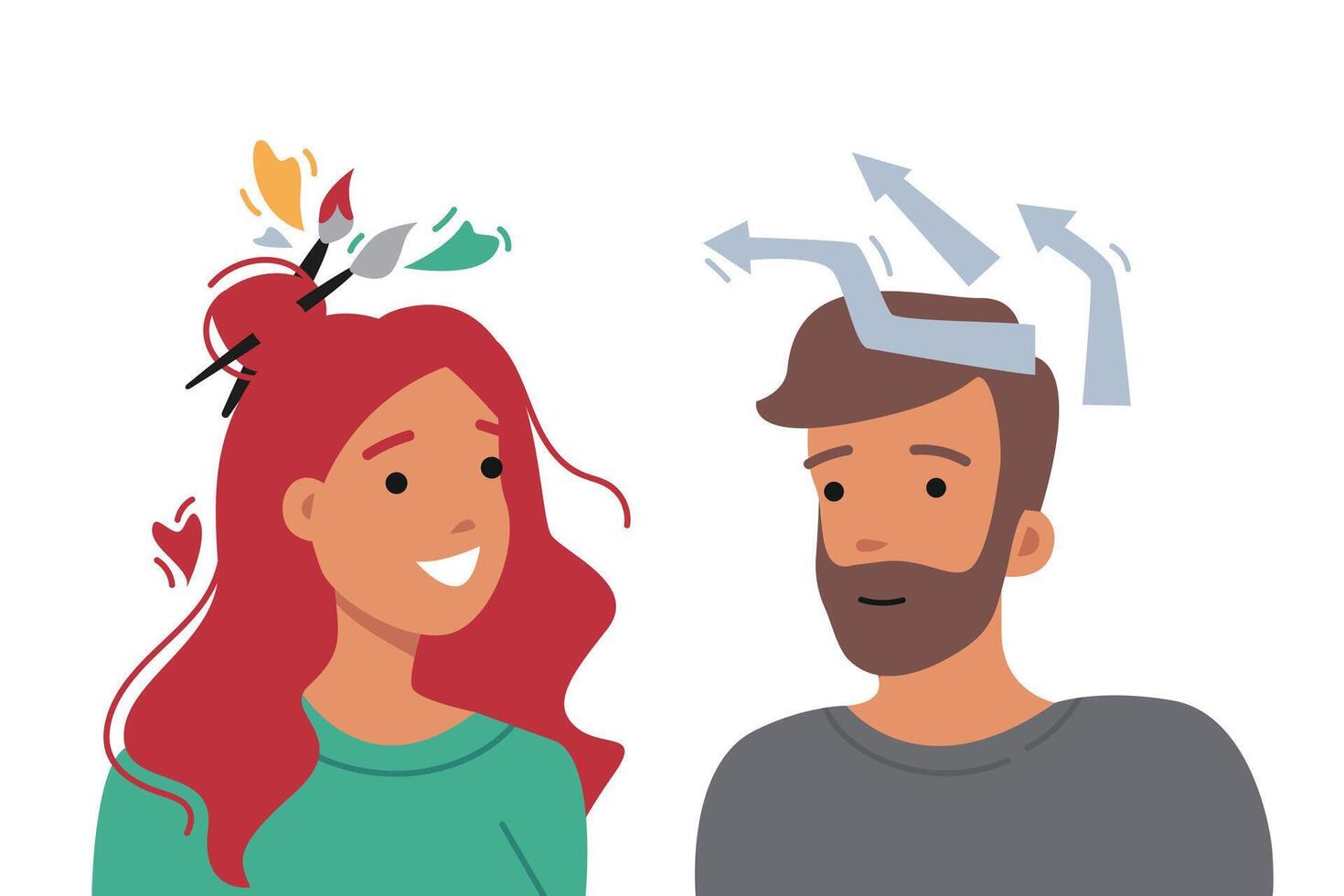 People with analytical and creative minds, using differences in thinking to brainstorm vector