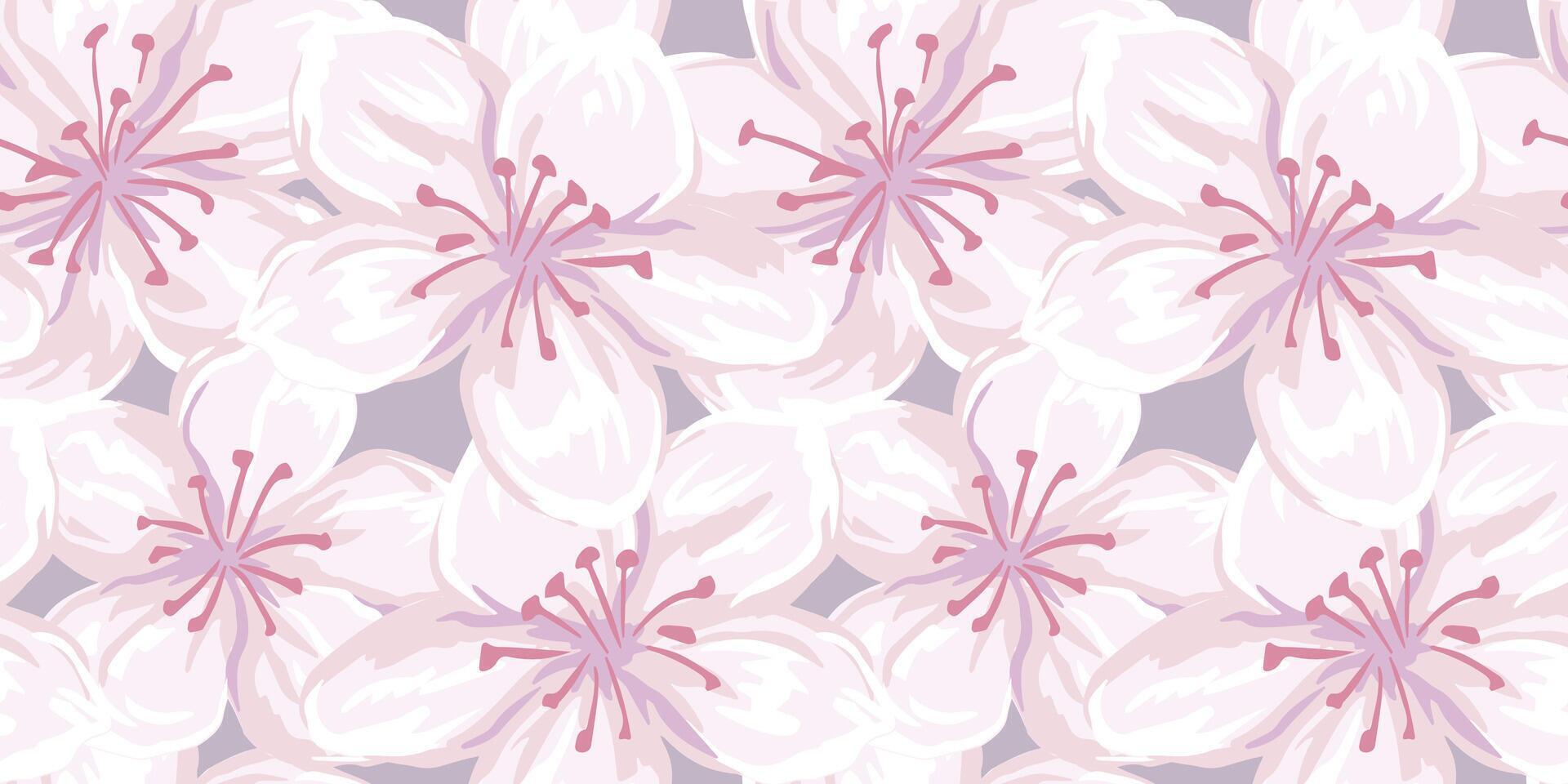 Pastel pattern with blooming large flowers. Abstract artistic florals seamless printing. hand drawn. Painted ornament for designs, fabric, textiles, vector