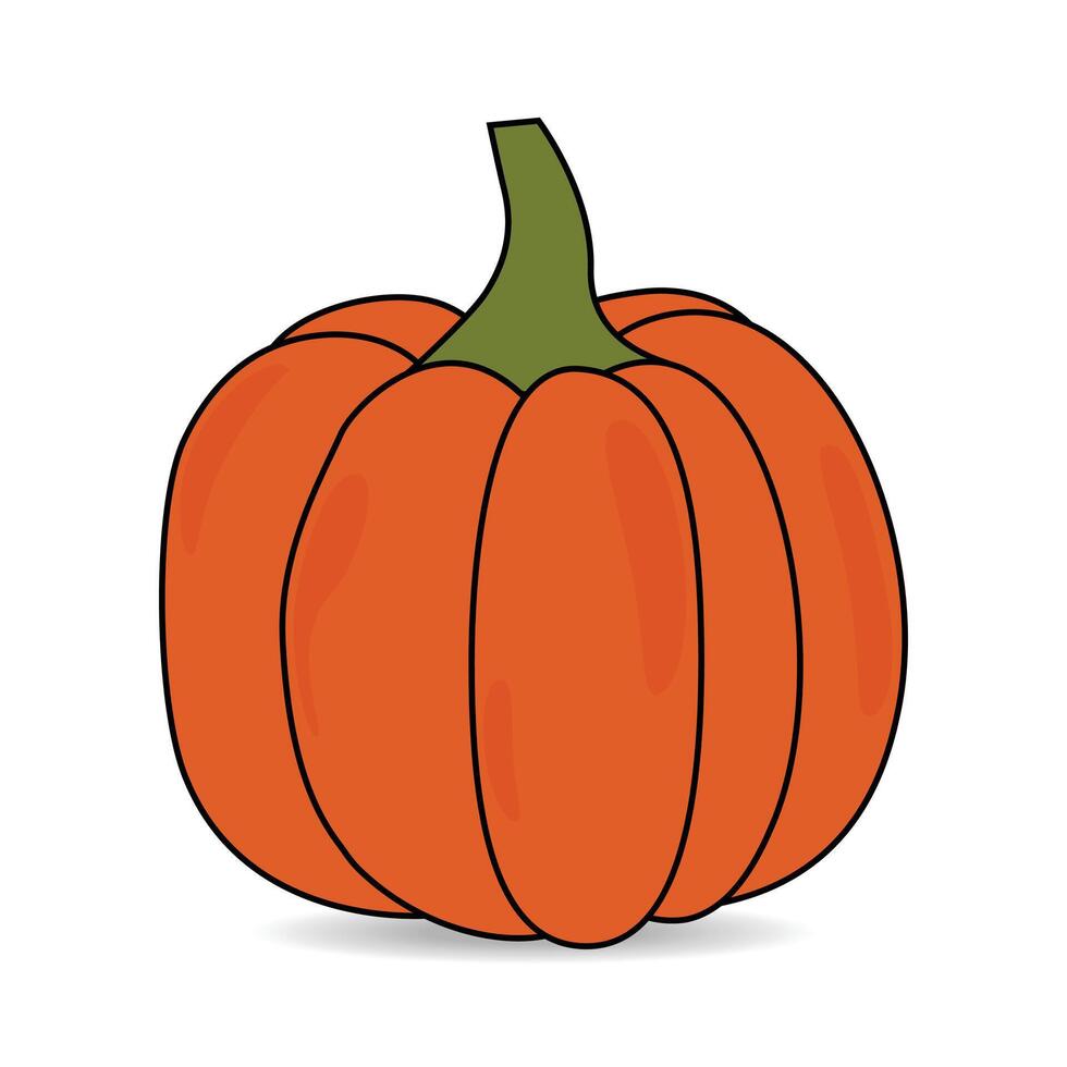 Vegetable pumpkin. Autumn pumpkin symbol for Halloween or Thanksgiving. Flat design. Orange pumpkin silhouette on white background. vector