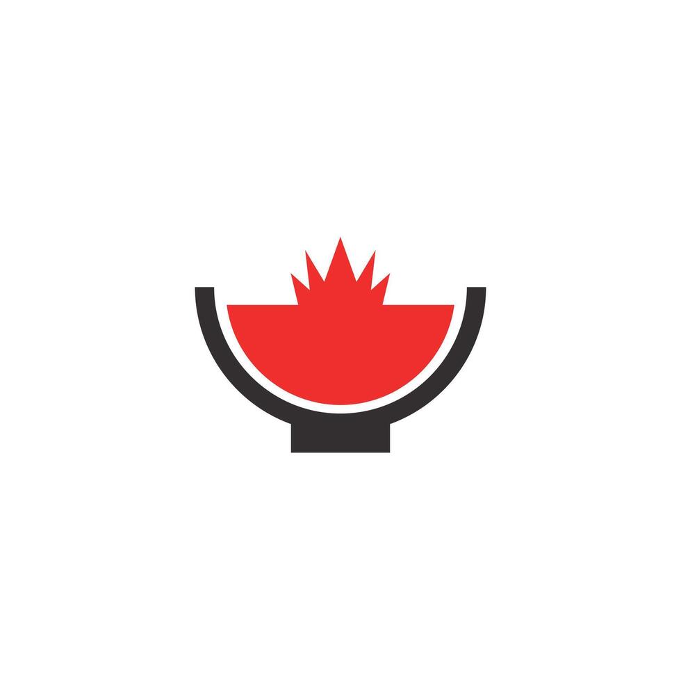 Logo bowl spicy soup red unique design with blank background vector