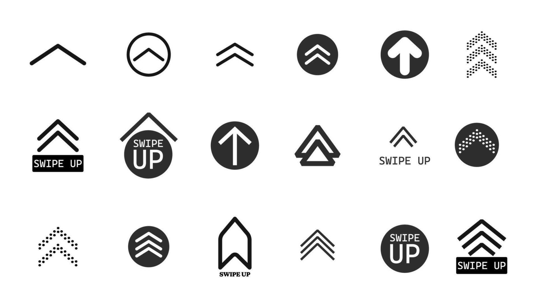 Swipe up slide arrow button, scroll ui icon. Interface simple sign, set of buttons for social media symbol. Swipe up, arrow up buttons vector