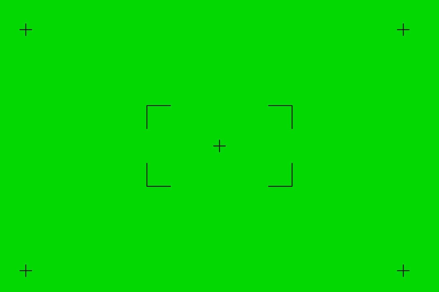 Green screen chroma key background, viewfinder camera frame, film screen template, overlay. Cinema display with grid. vector