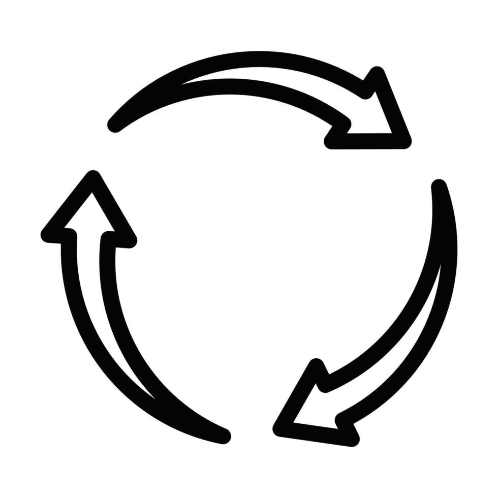 Circular arrows icon in a simple black outline. Illustration representing synchronization, update, or repeat. Editable stroke. vector