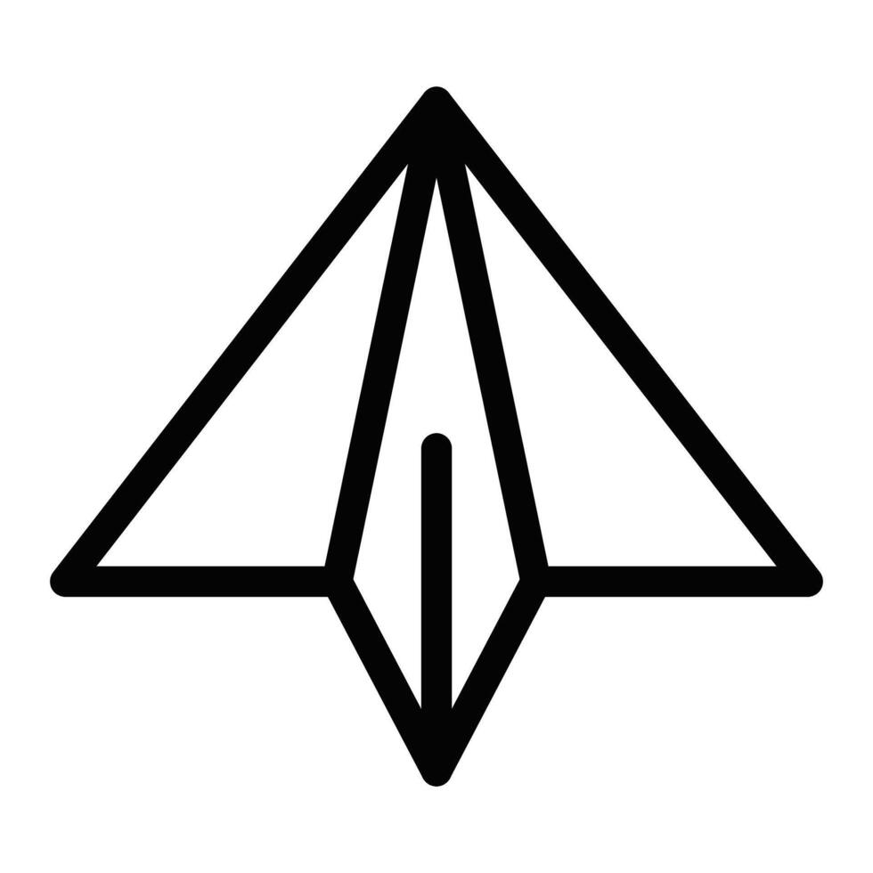 Black outline icon of a paper airplane. Represents communication, travel, or digital messaging. Editable stroke. vector