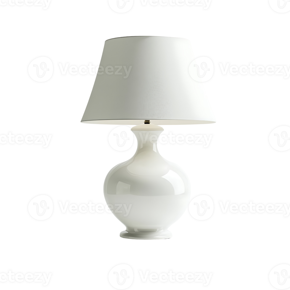 A white table lamp with a white shade png