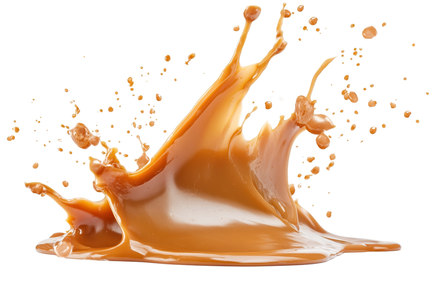 Splashes of caramel on a transparent background. png