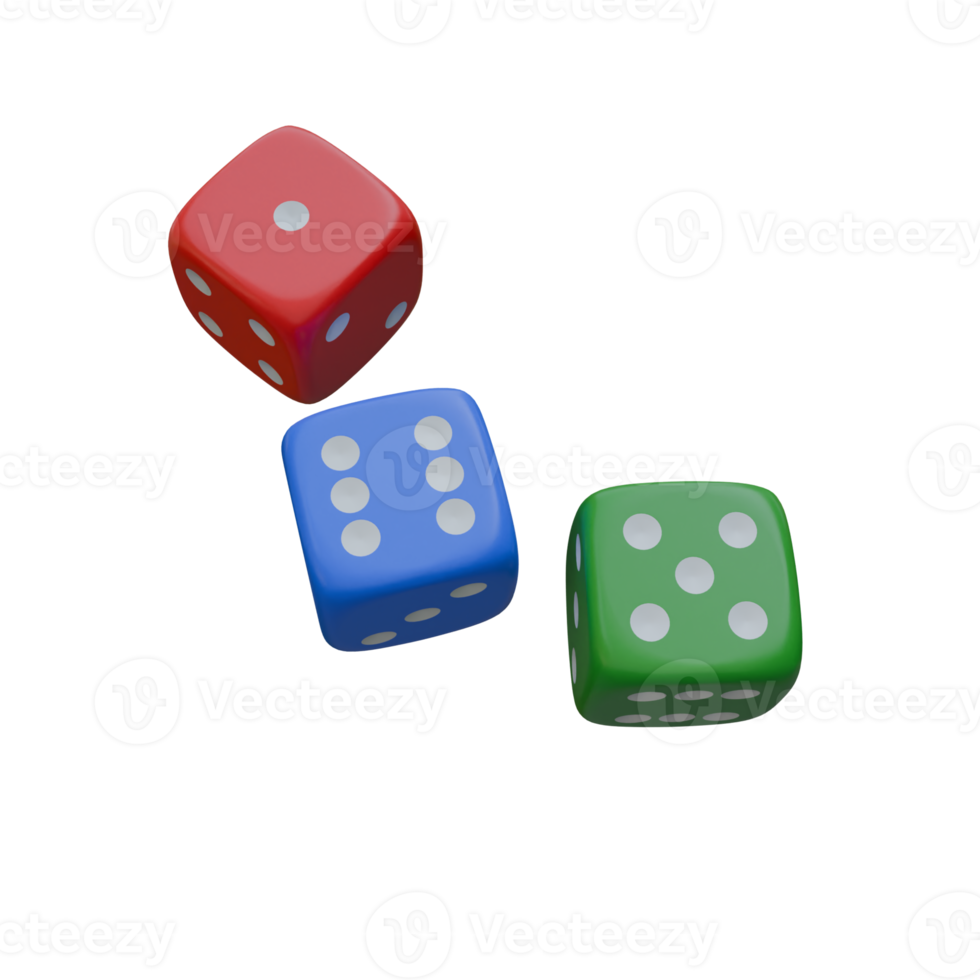 3d Render of dice isolated png