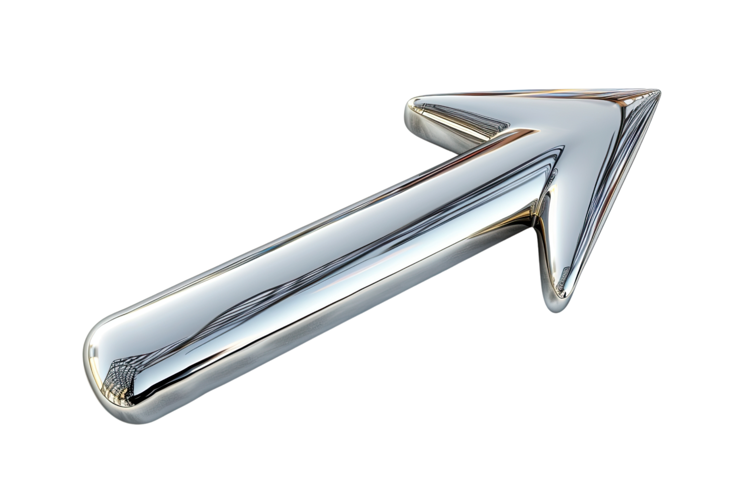 An arrow in metal on a transparent background. png