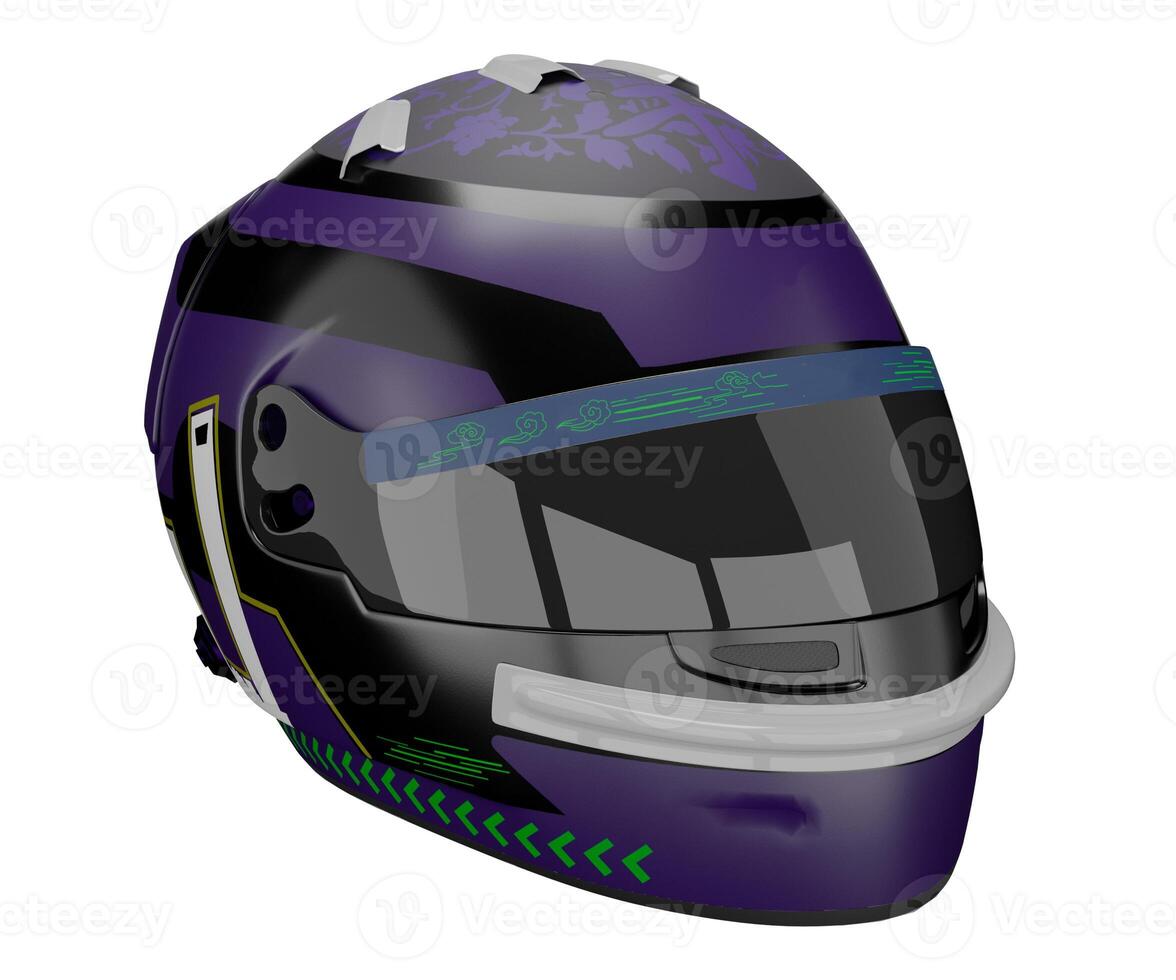 3d rendering blue motorcyclist helmet photo