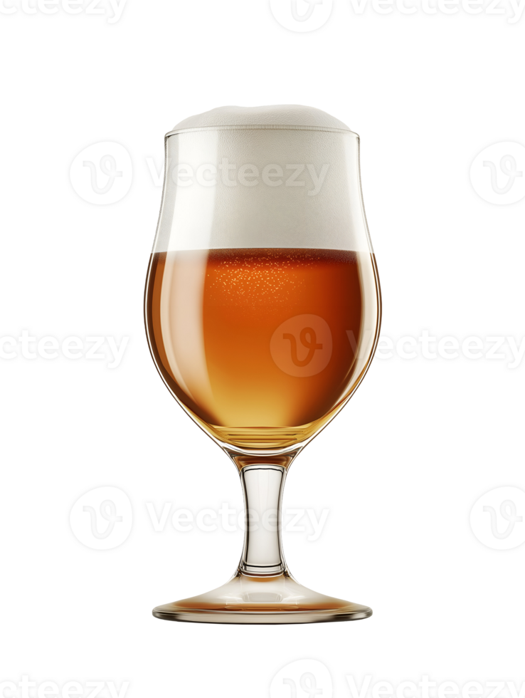 lager bier met een glad hoofd in een afgeronde bier glas geïsoleerd achtergrond png