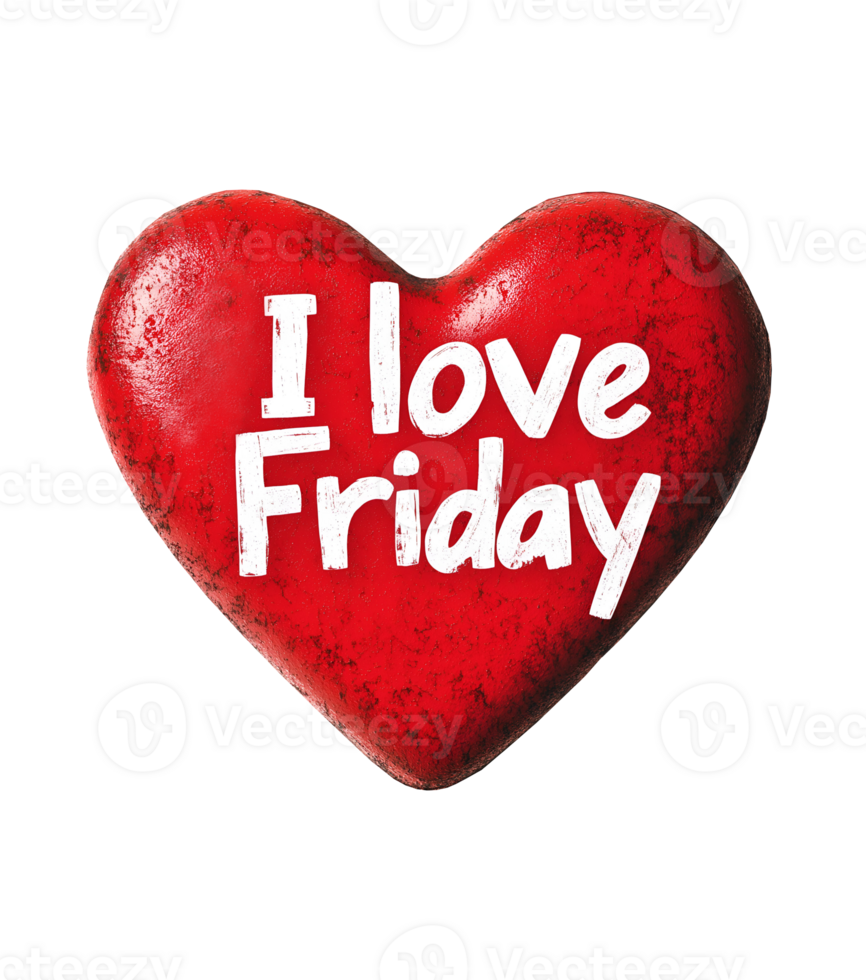 creative i love friday heart-shaped design with bold letters on isolated background, friday celebration concept png