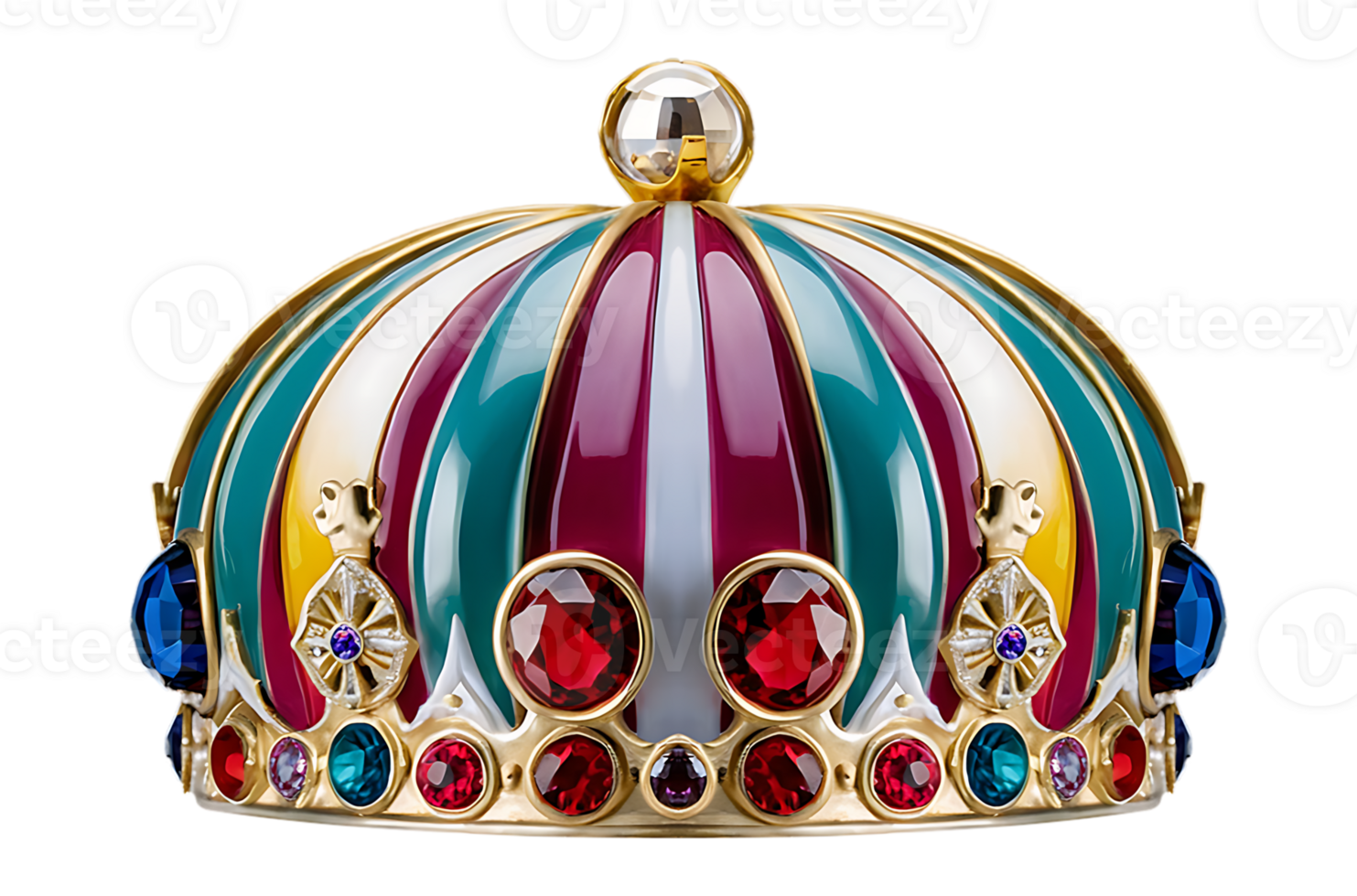 A colorful crown with multicolored stones on it png