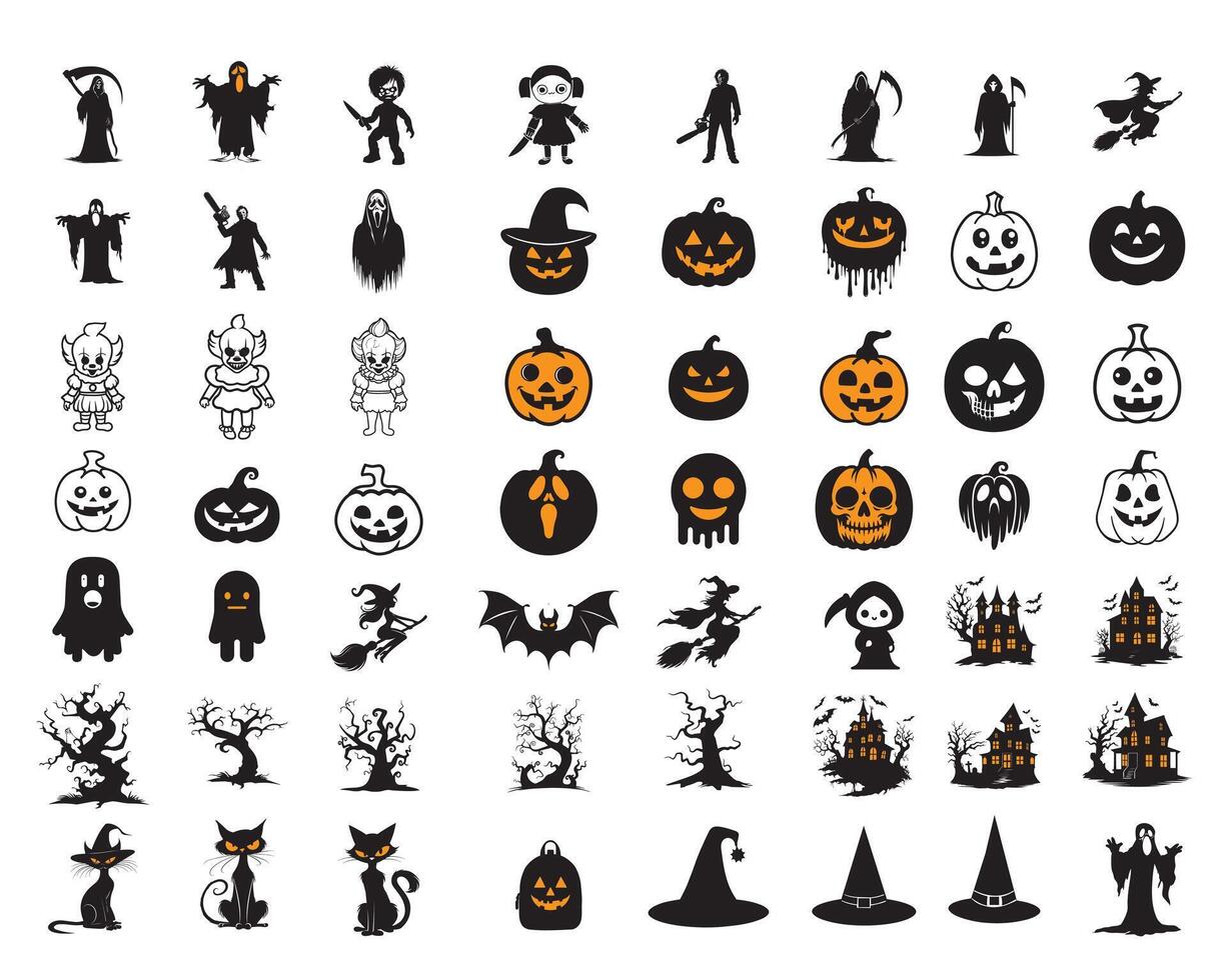 Set of Halloween illustration - Halloween Clipart Design Sublimation vector