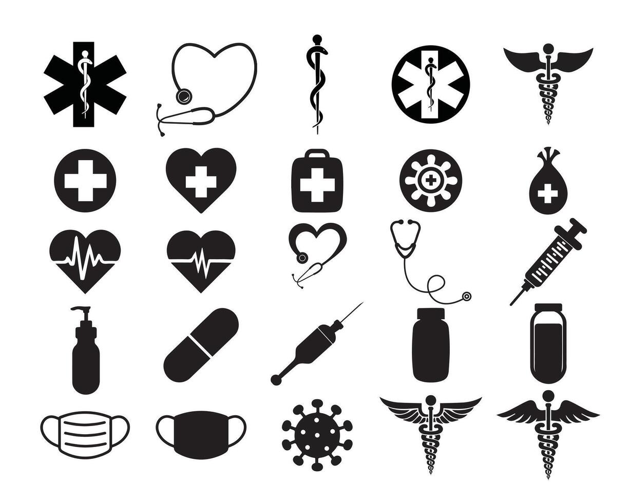 Set of Medical Icon silhouette Design - paramedic clipart illustration vector