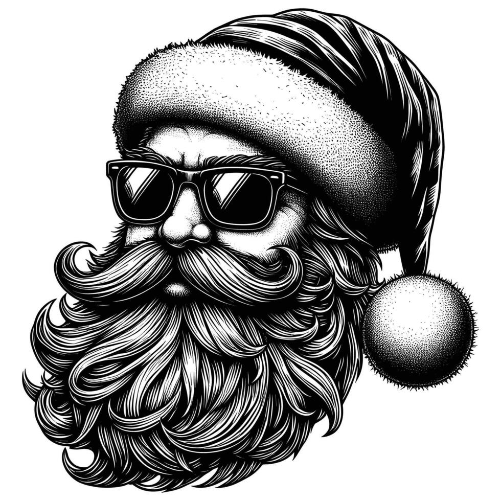 santa claus beard with sunglasses and beard illustration vector