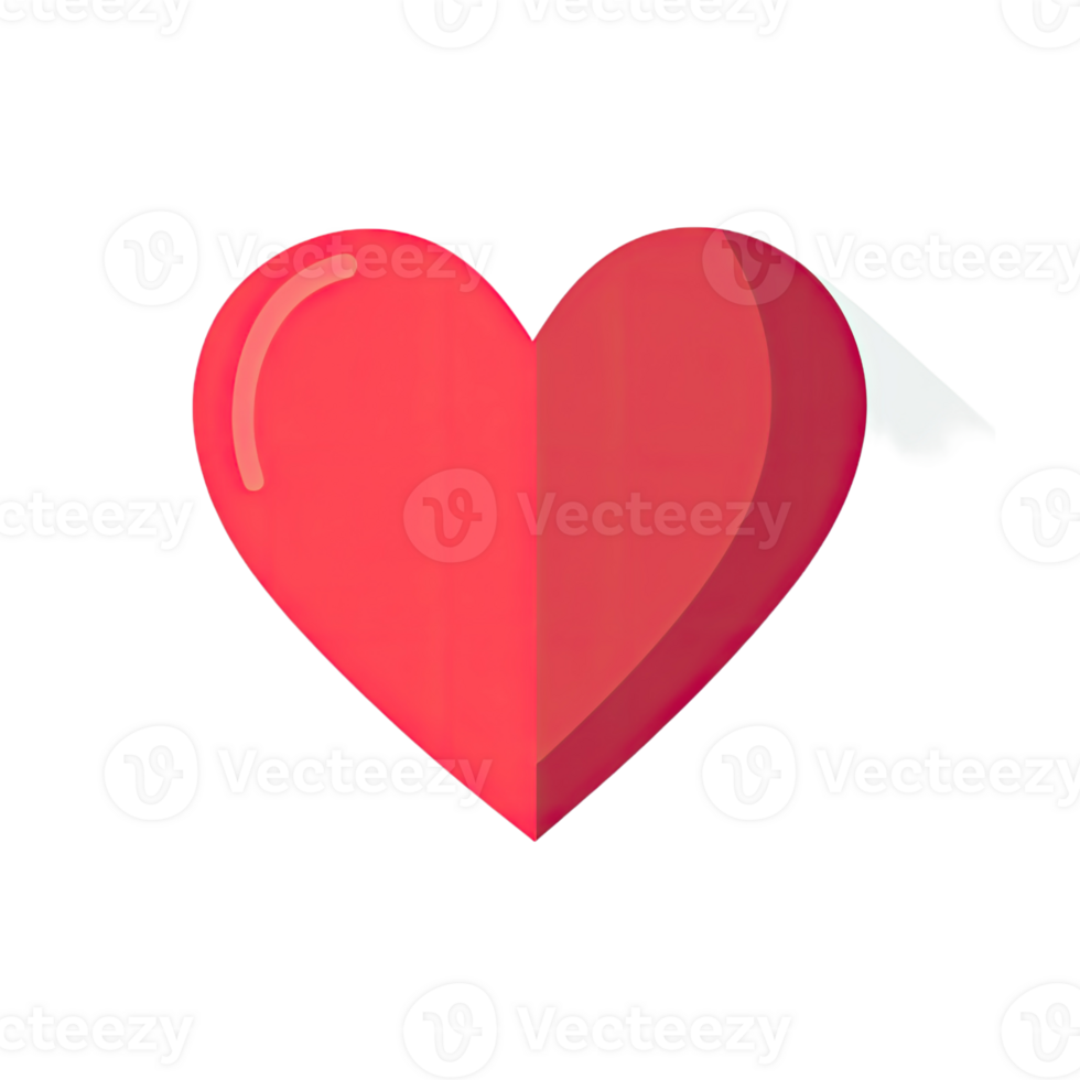 simple flat red heart icon on a Transparent background, png