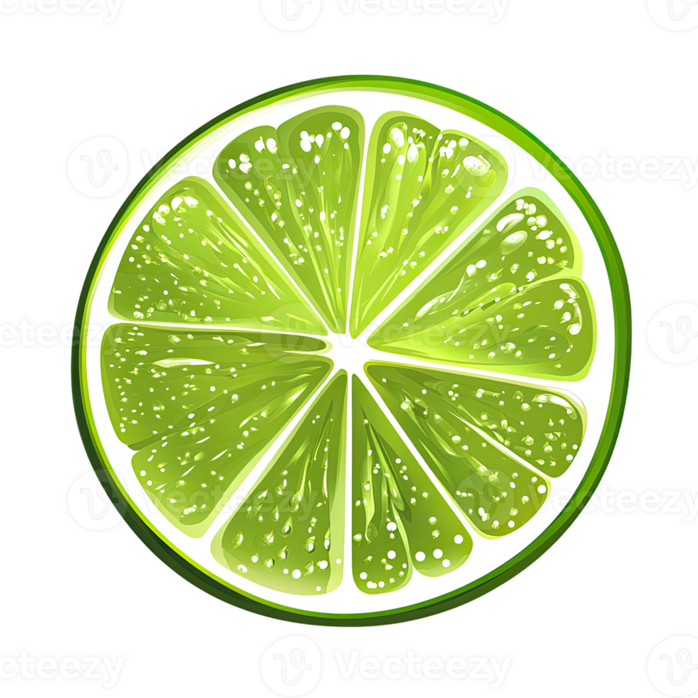 A realistic slice of lime on Transparent background, png
