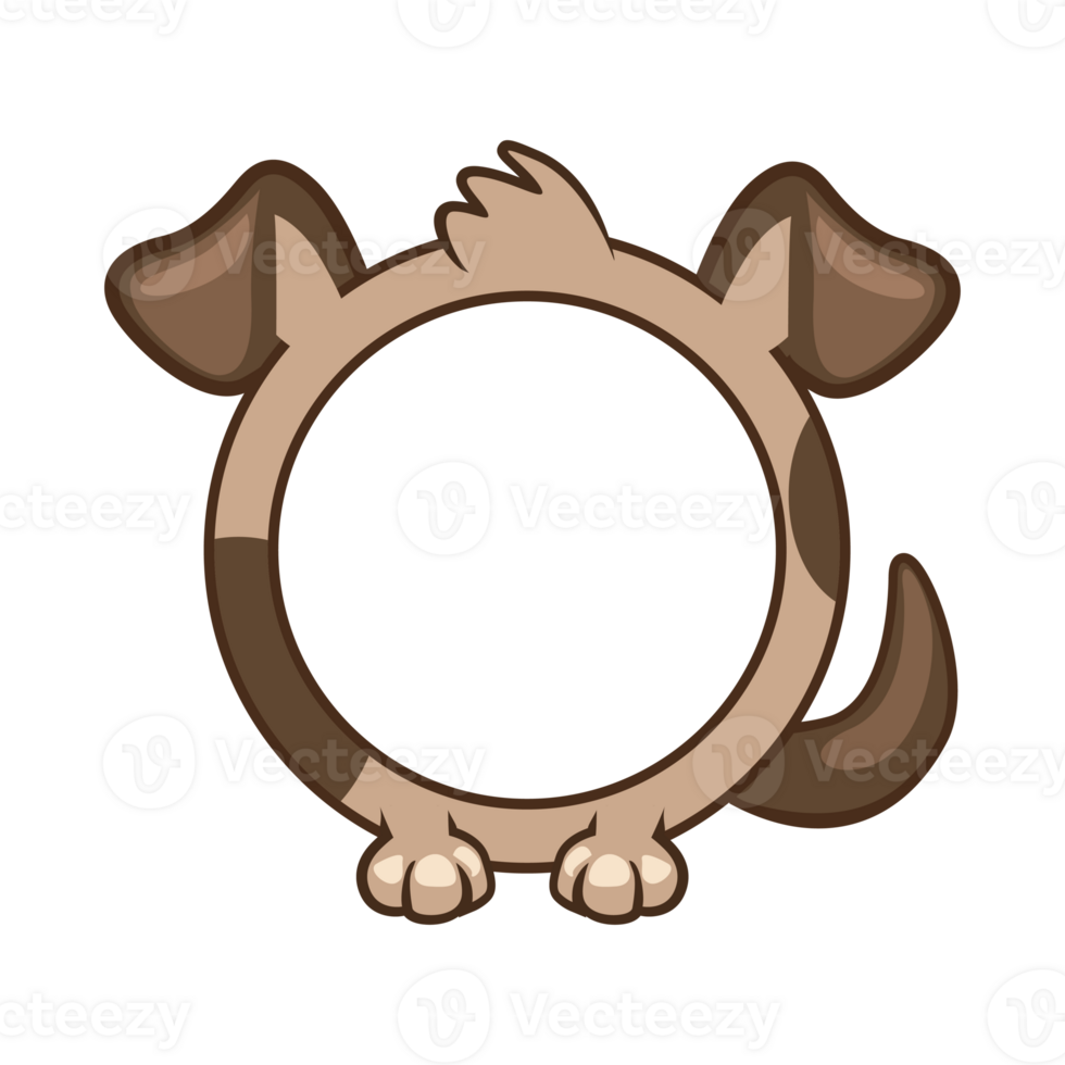 Round dog frame, cartoon avatar for ui games. Empty animal frame for your kids decor, print or stickers png