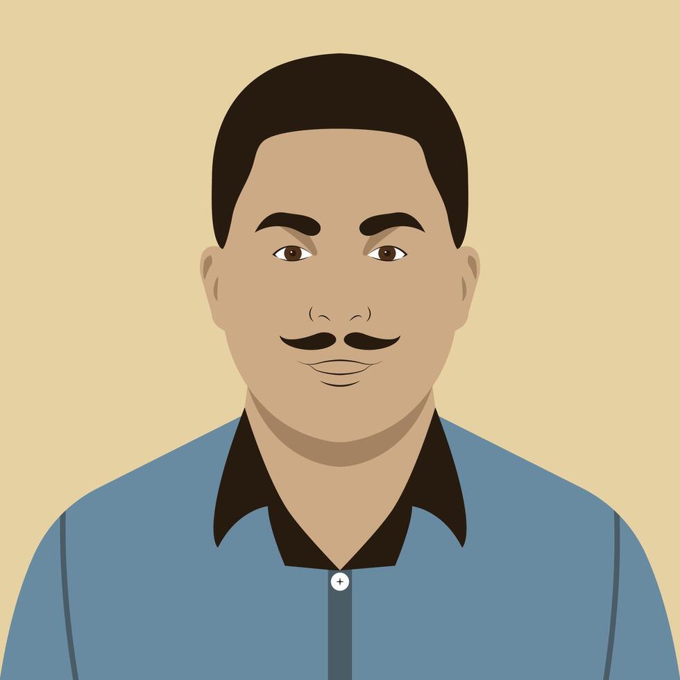 Minimalist portrait of a man with a mustache in flat style vector