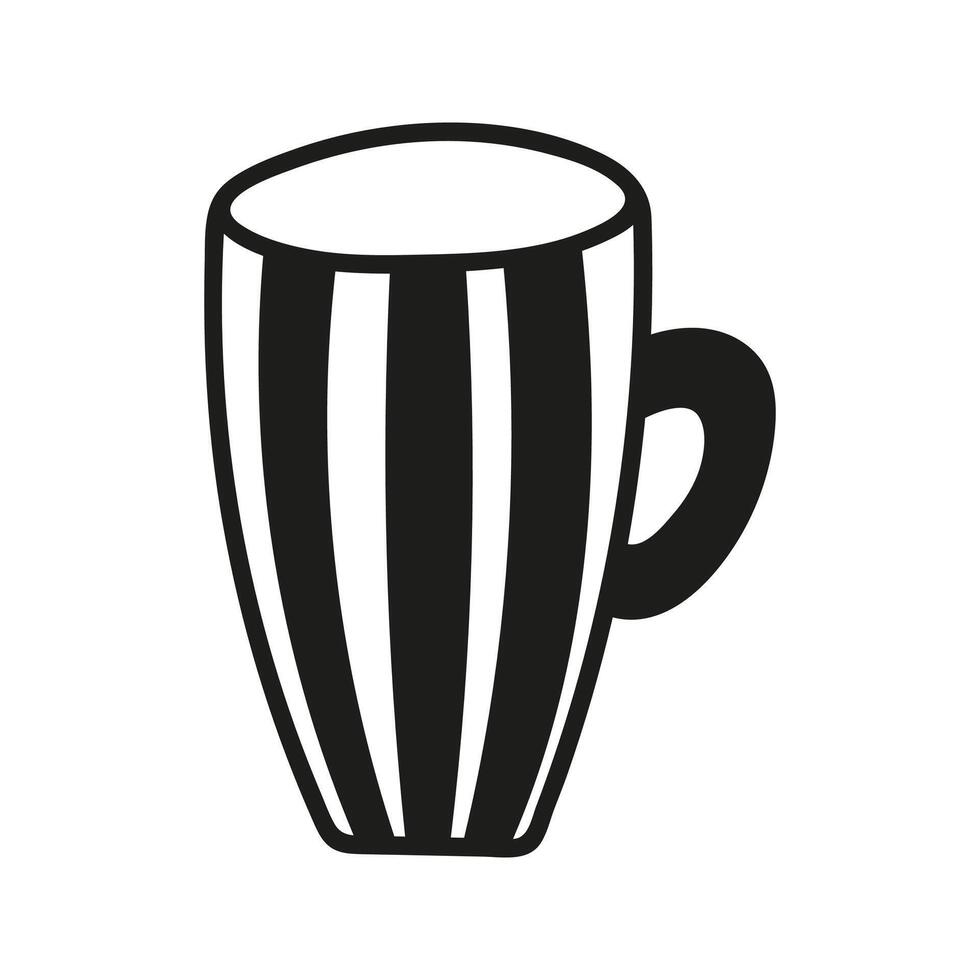 Simple hand drawn coffee cup or tea, americano or cappuccino. Kitchen utensils doodle illustration vector