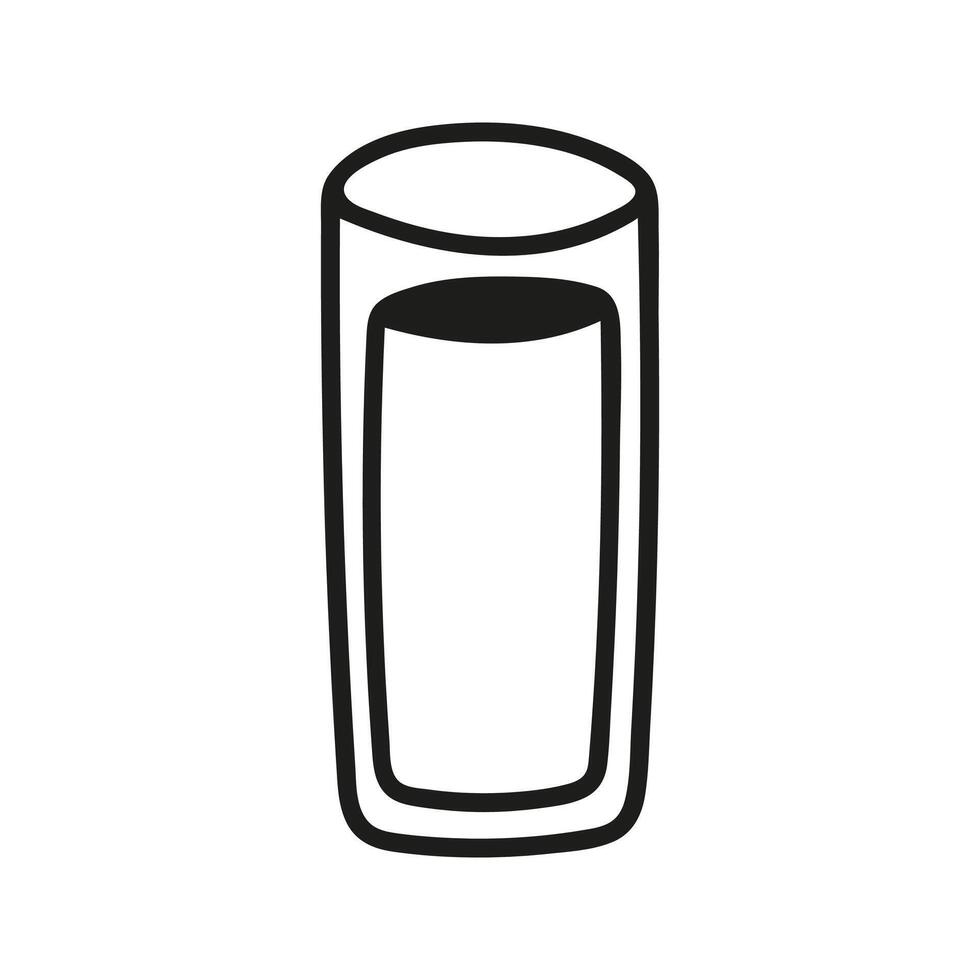 Simple hand drawn glass with drink. Kitchen utensils doodle illustration vector