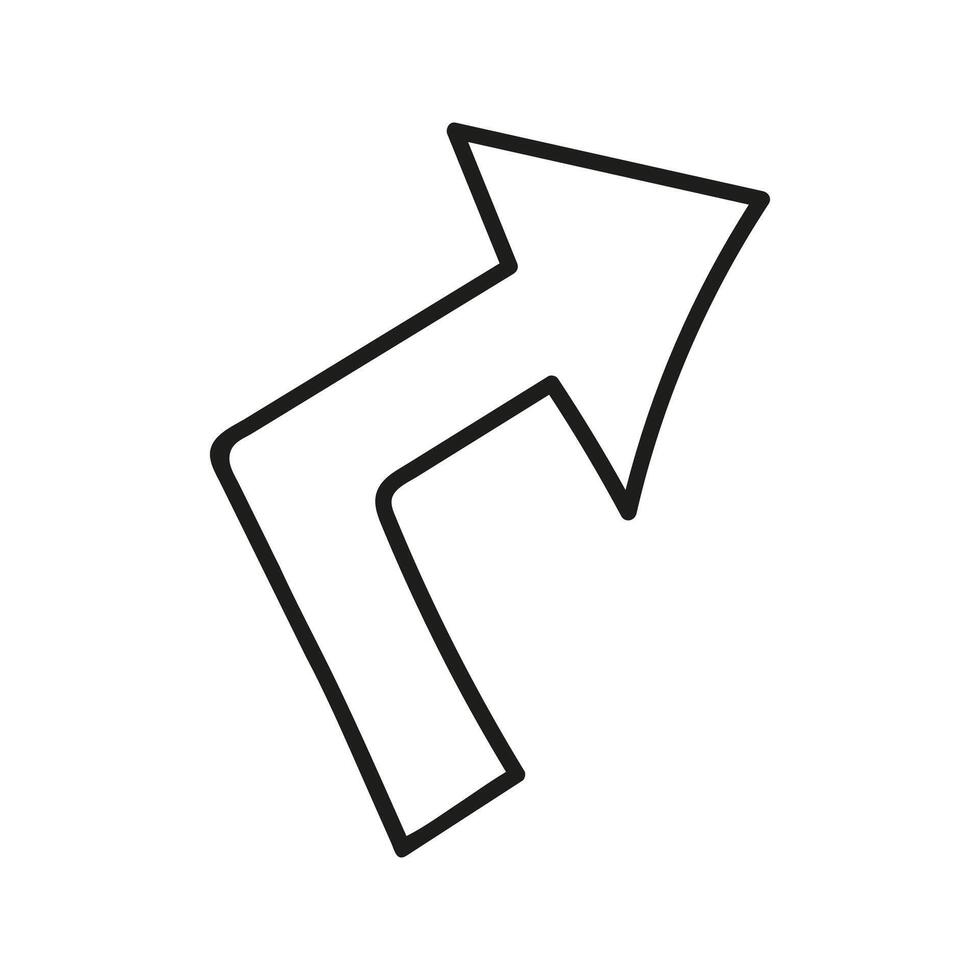 Doodle arrow silhouette with right turn vector