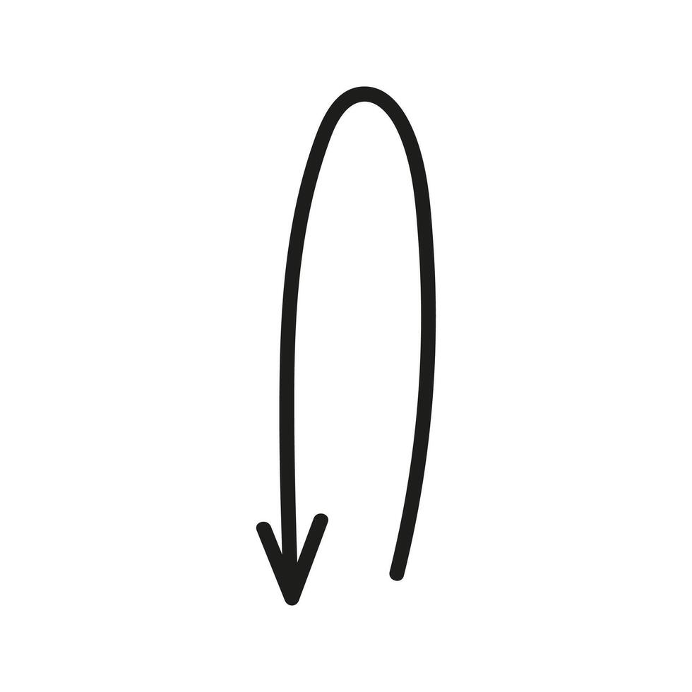 Doodle arrow Illustration with turn down vector