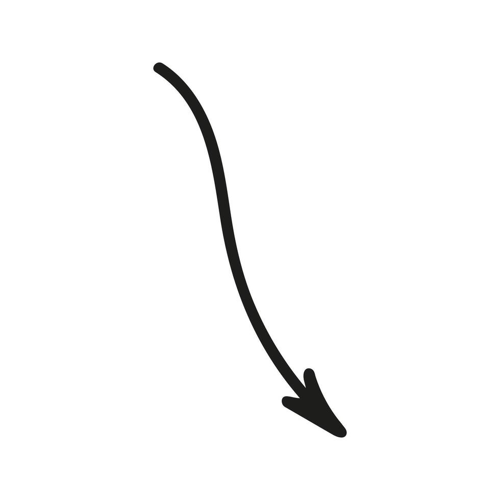 Doodle thin arrow down Illustration vector
