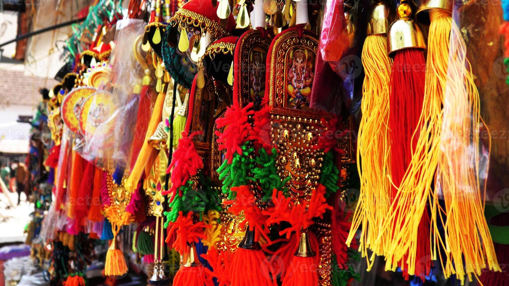 Colorful decorative items displayed in a shop photo
