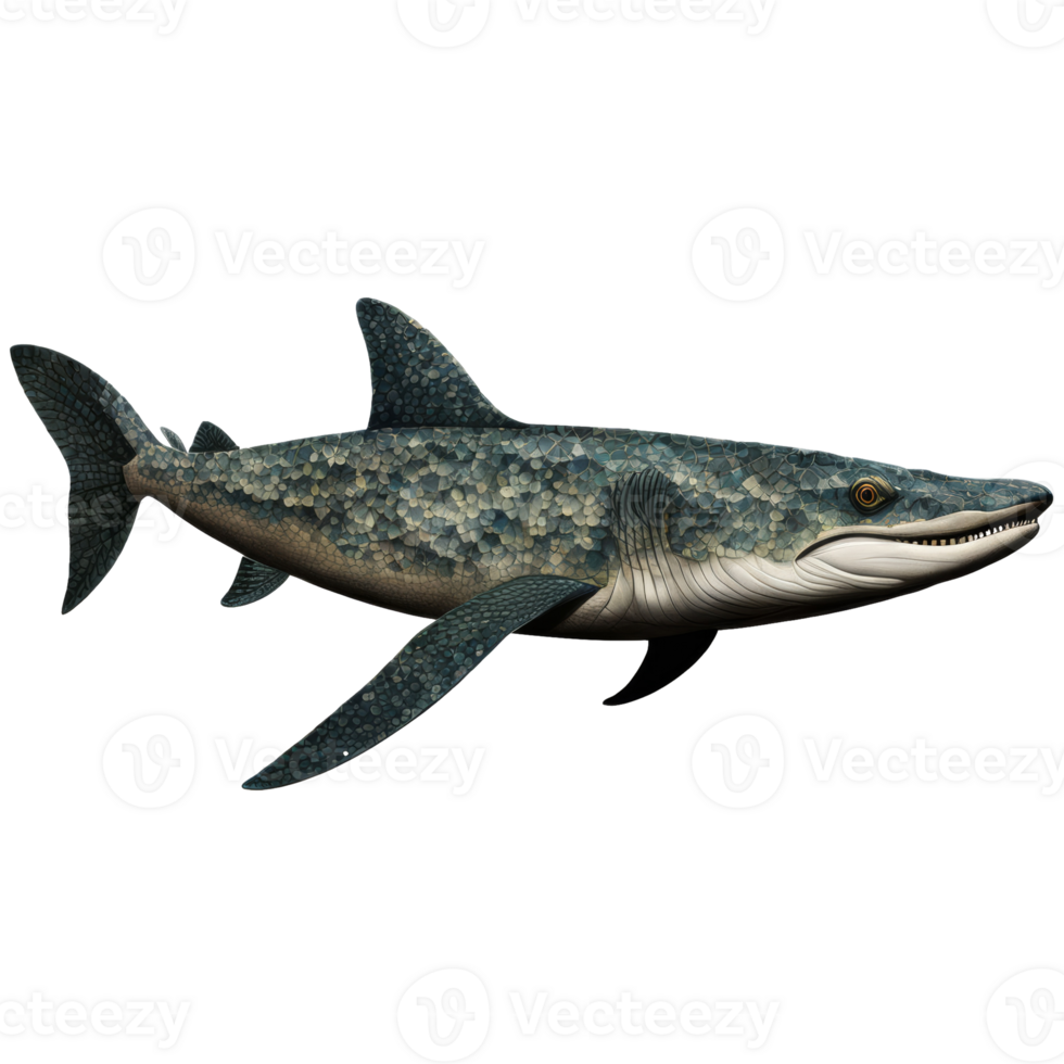A shark with a long tail and a long body png