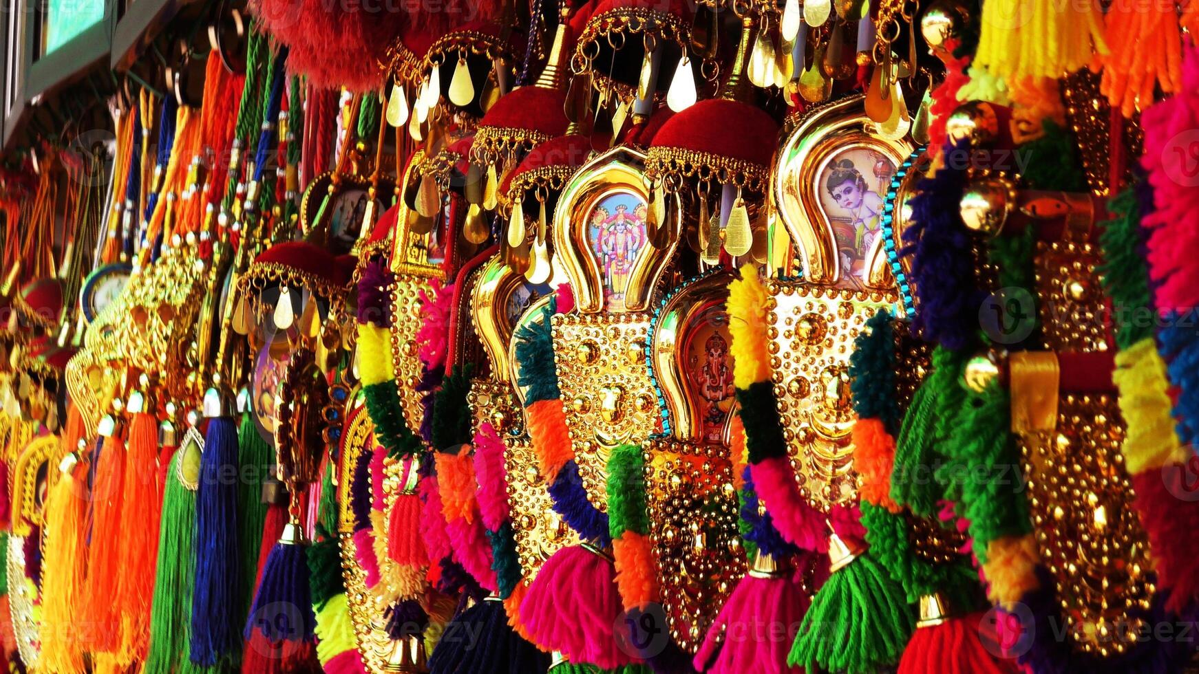 Colorful decorative items displayed in a shop photo
