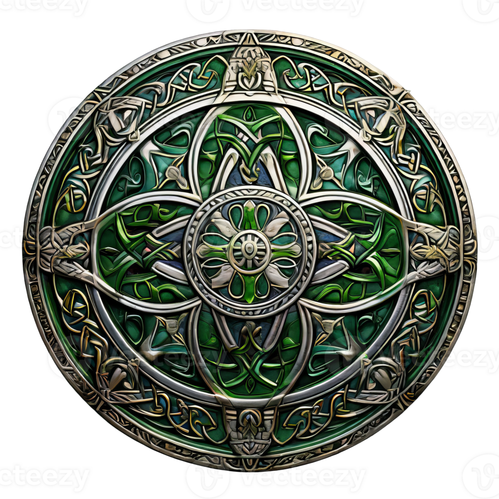 Celtic design on a circular metal plate png
