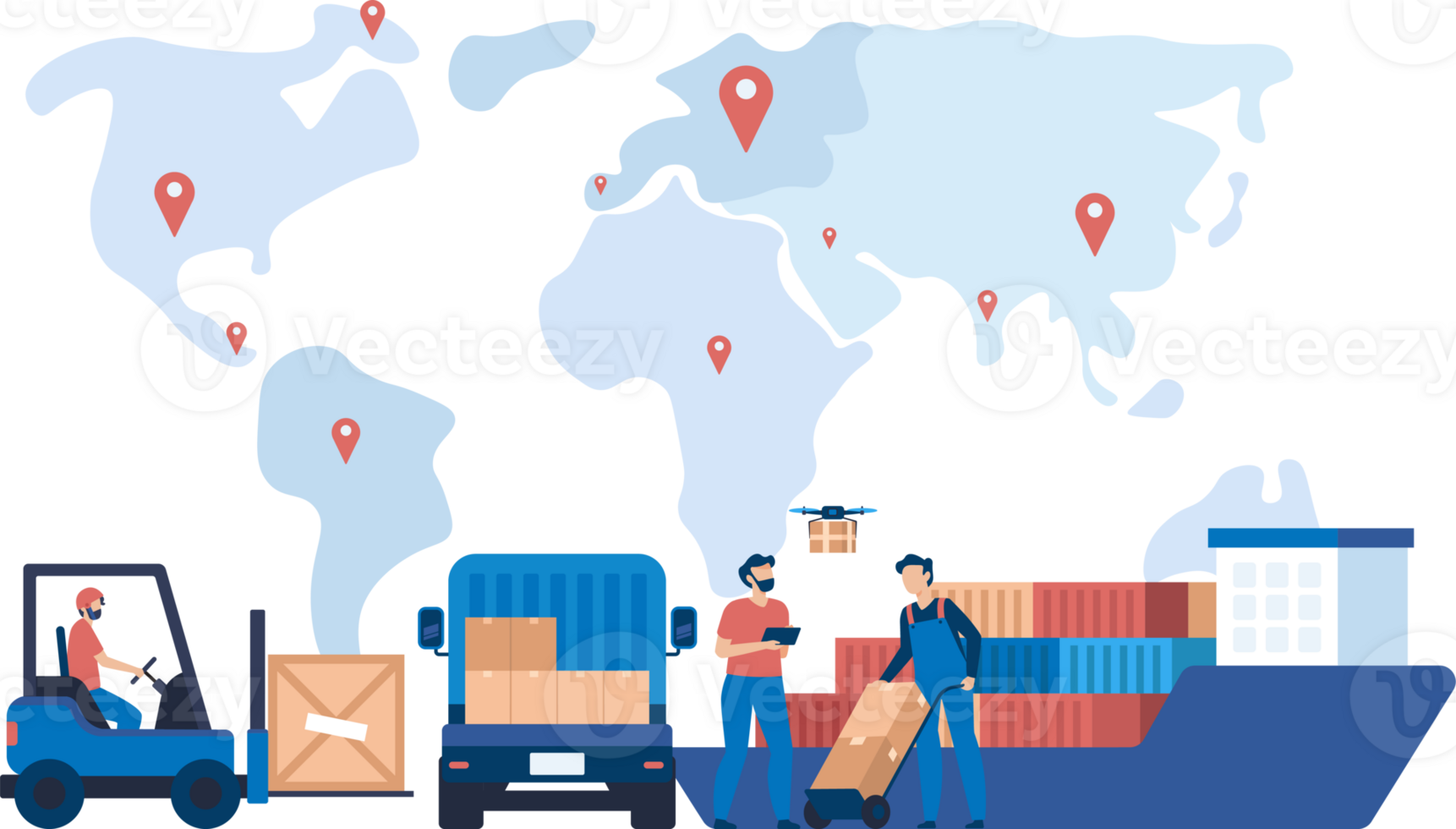 Modern Logistics Network. Optimized Freight and Cargo Shipping Solutions for International Delivery and Distribution Operations. png