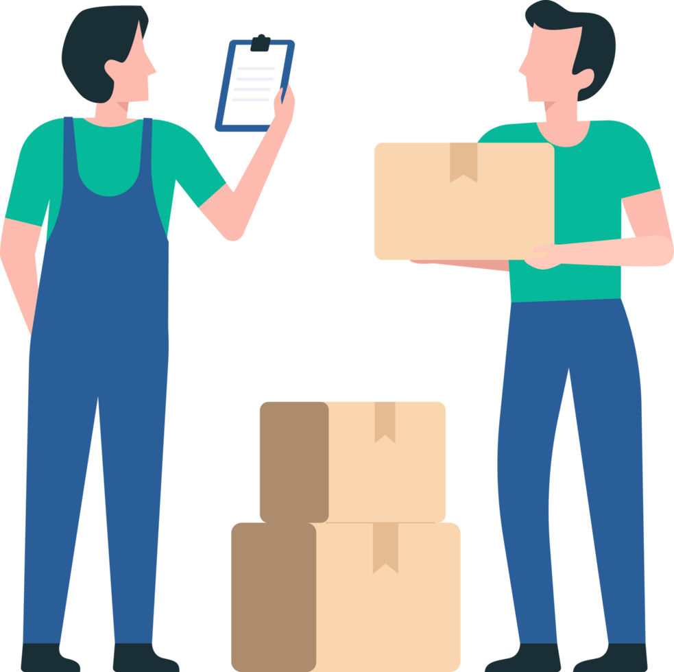 Logistics Workers Checking Products. Checking Goods in a Warehouse. png
