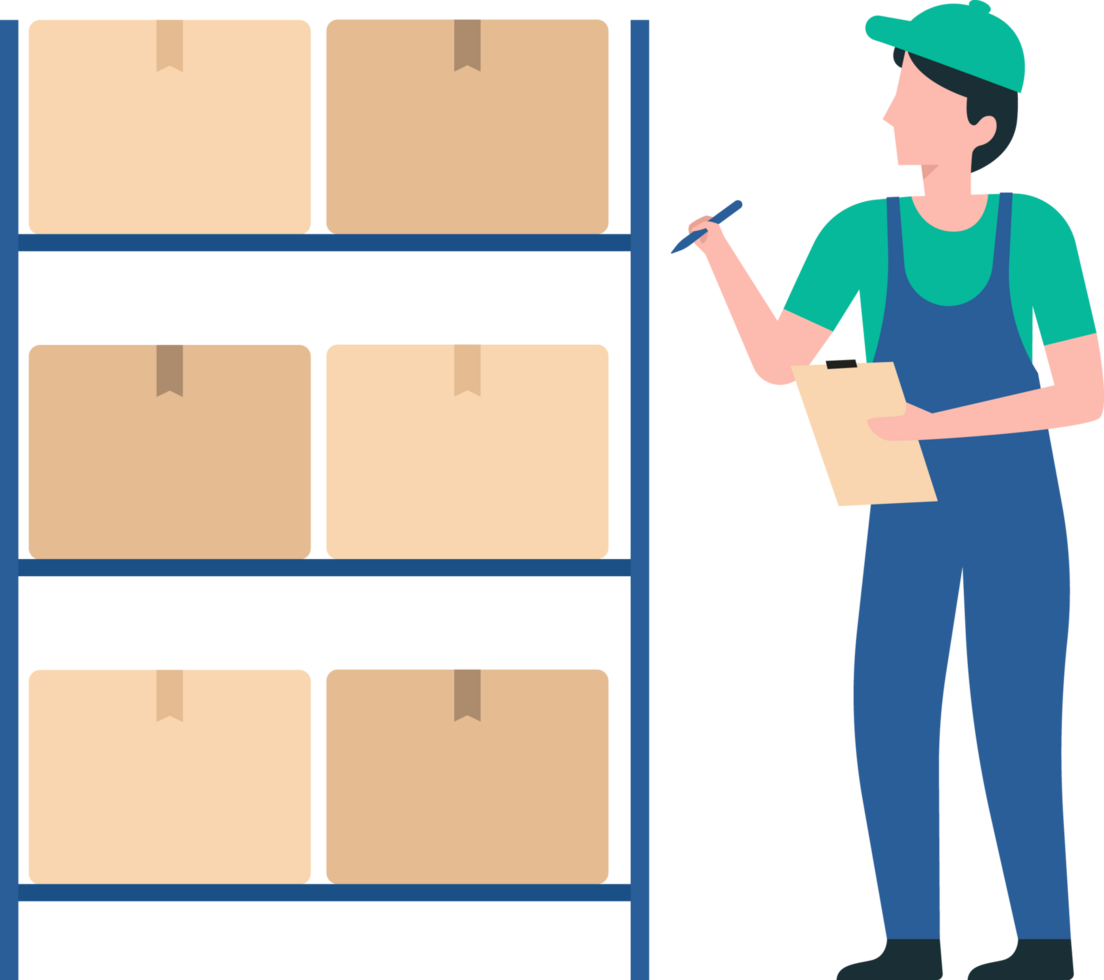 Warehouse Personnel Organizing Stock and Handling Packages. Illustration 01 png