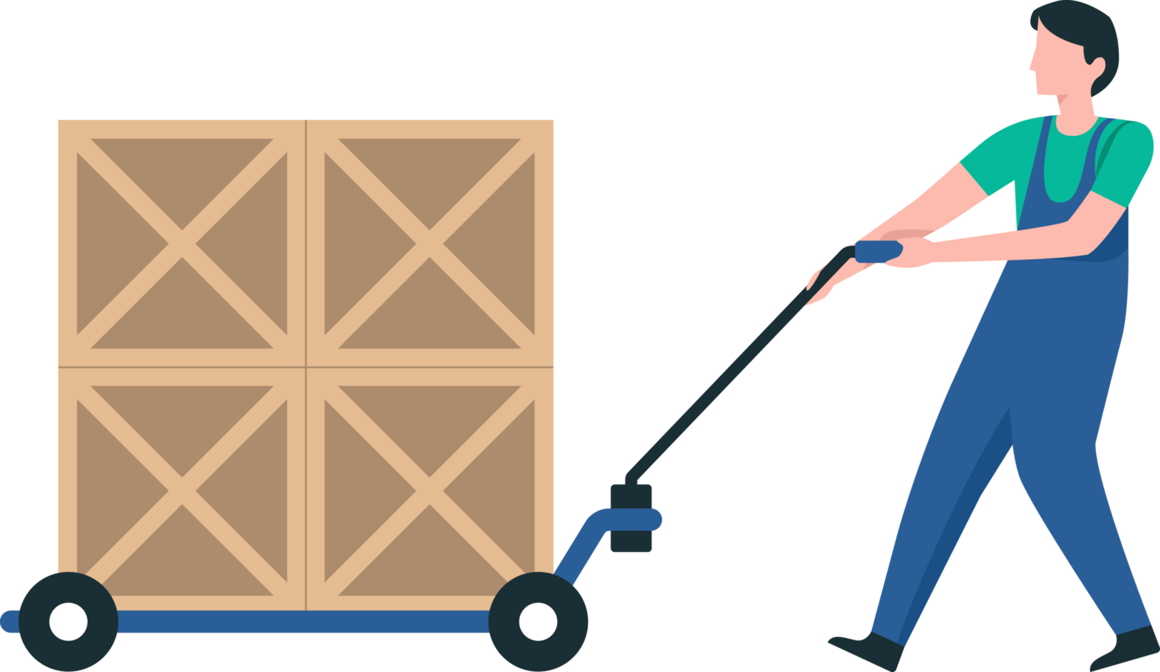 Warehouse Staff Moving Pallets and Organizing Boxes for Shipping. Illustration png