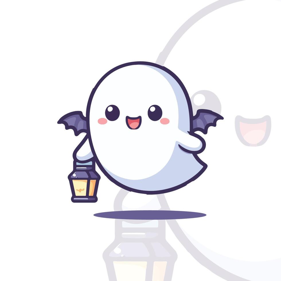 Cute Ghost with Bat Ears vector
