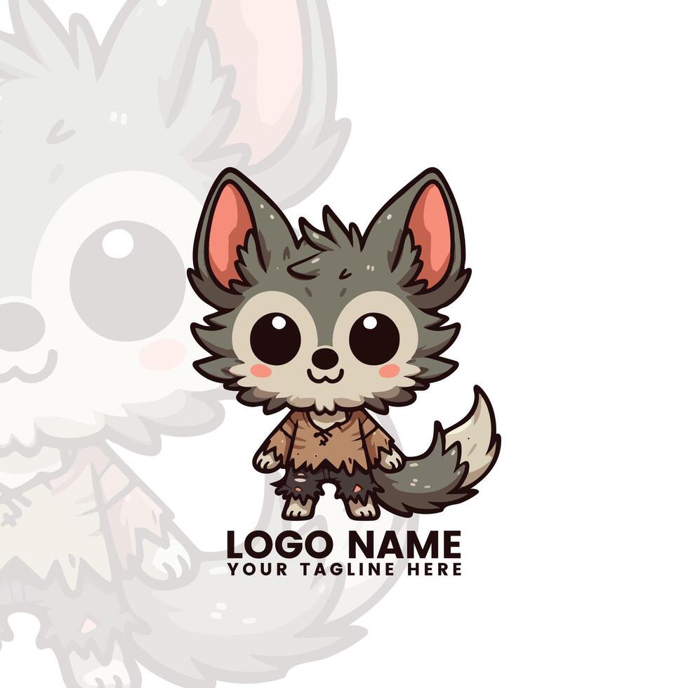 Chibi Werewolf with Fluffy Ears vector