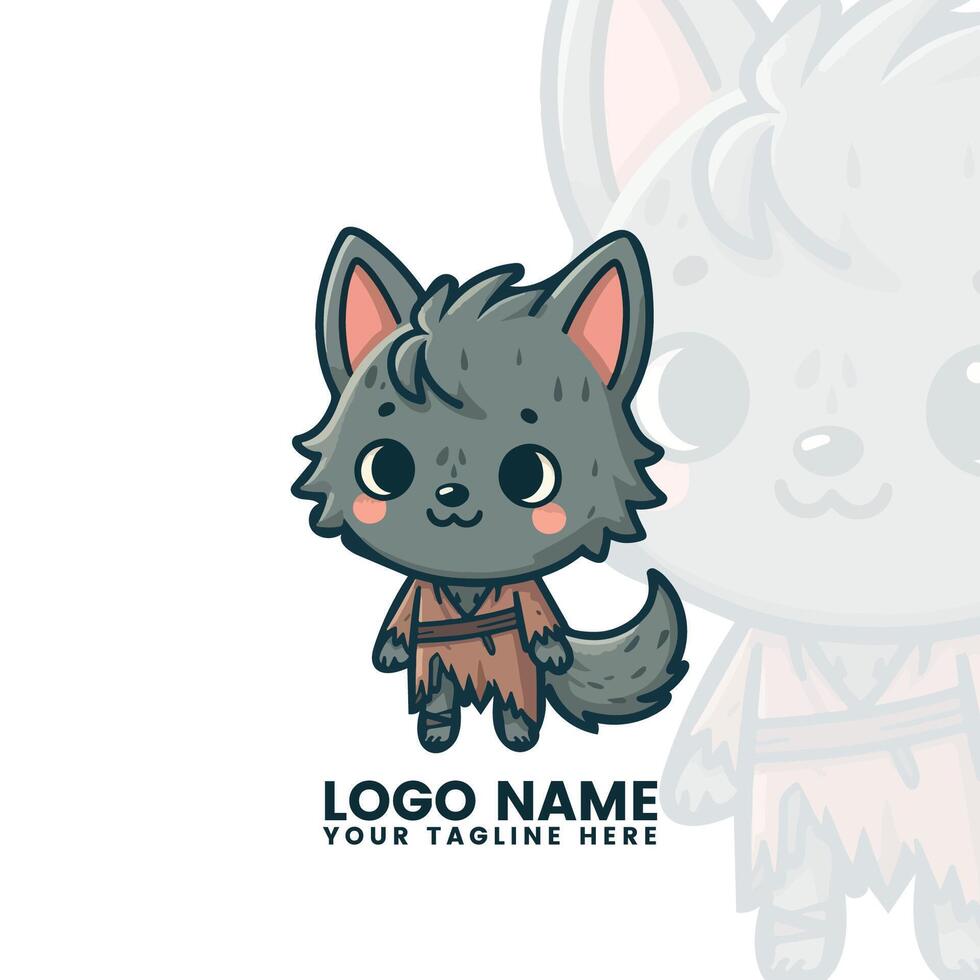 Chibi Werewolf with Fluffy Ears vector